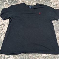 Vintage Single Stitch Polo By Ralph Lauren Black Vneck Tshirt XL