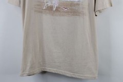 Vintage 90s Streetwear Mens XL Distressed Beach Lighthouse T-Shirt Beige Cotton