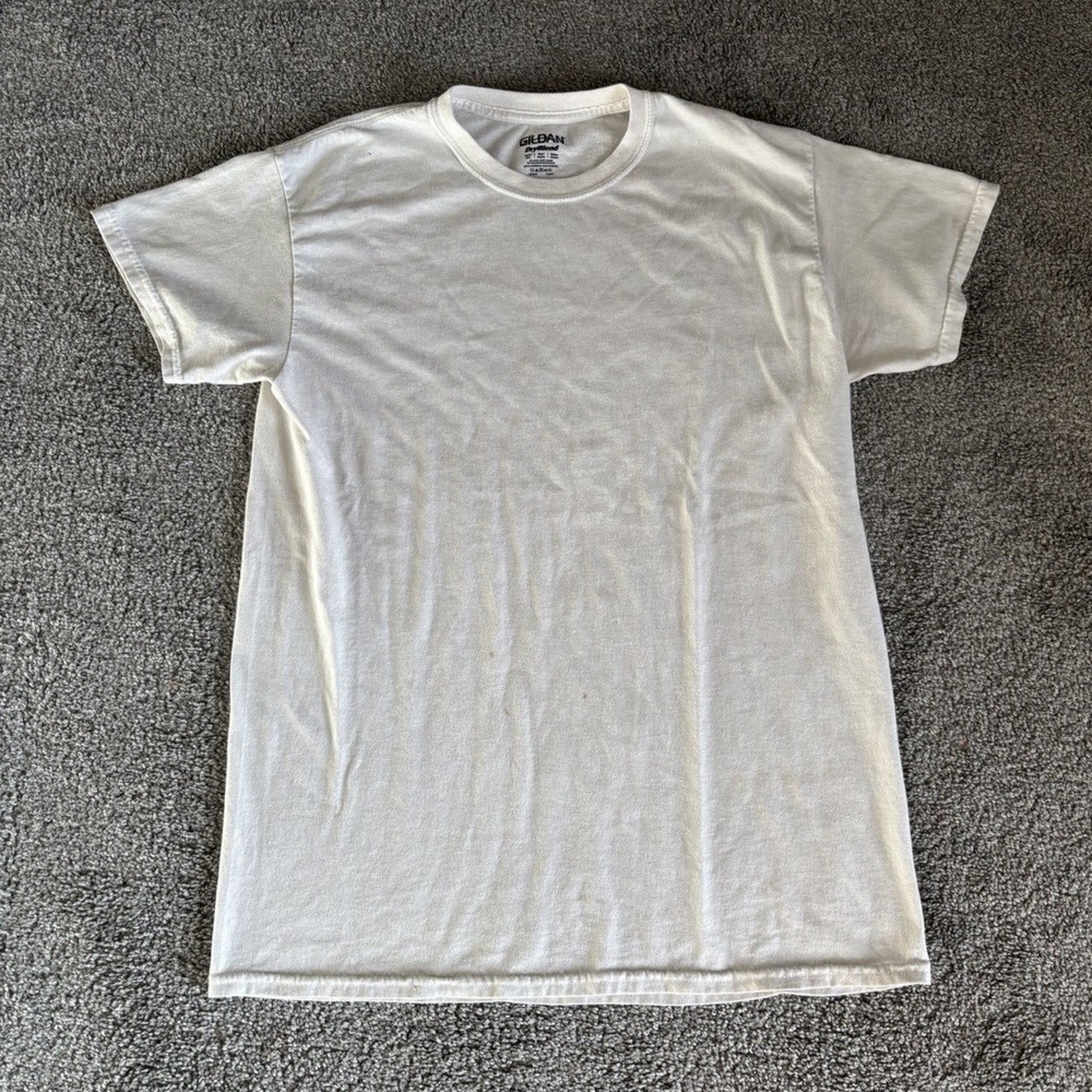 Gildan DryBlend Men’s M White Tagless Crew Neck Short Sleeve T-Shirt