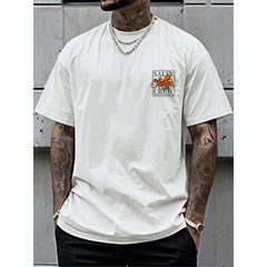 Men’s Octopus Print Round Neck Tee, Fashion Casual Short Sleeve T-shirt