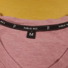 PUBLIC REC Mens V Neck T Shirt Short Sleeve Heathered Mauve Pink Pima Cotton M