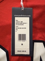 Vineyard Vines Men’s T-Shirt Racing Red USA Flag Whale Logo Size S New With Tags