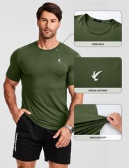 Mens Summer Short Sleeve T-Shirt Muscle Slim Fitted Henley Shirt Crewneck Lon…