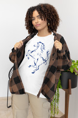 Tee Shirt Prancing Horse Ferrari T-shirt Formula 1 Unisex White Chinoiserie Gift