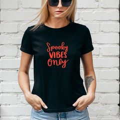 SPOOKY VIBES ONLY T-Shirt, HALLOWEEN Autumn Pumpkin, Ghost, Unisex/Lady Fit #1