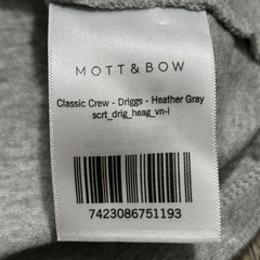 Mott and Bow T-Shirt Large Gray Driggs Classic Crew Neck Cotton Short Sleeve