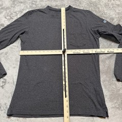 KUHL Shirt Mens Med Gray Crew Wildfibre Organic Long Sleeve Zip Pocket