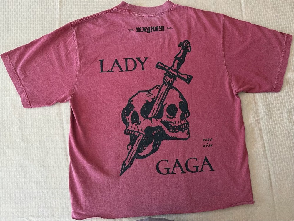 New Lady Gaga Shirt Adult Large Red Mayhem Ball Tour Official Merch Skull