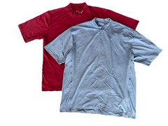 Lot Of 2 Vintage Nike Golf Mock Neck T-Shirt Mens Large Blue Red Dri-FIT UV