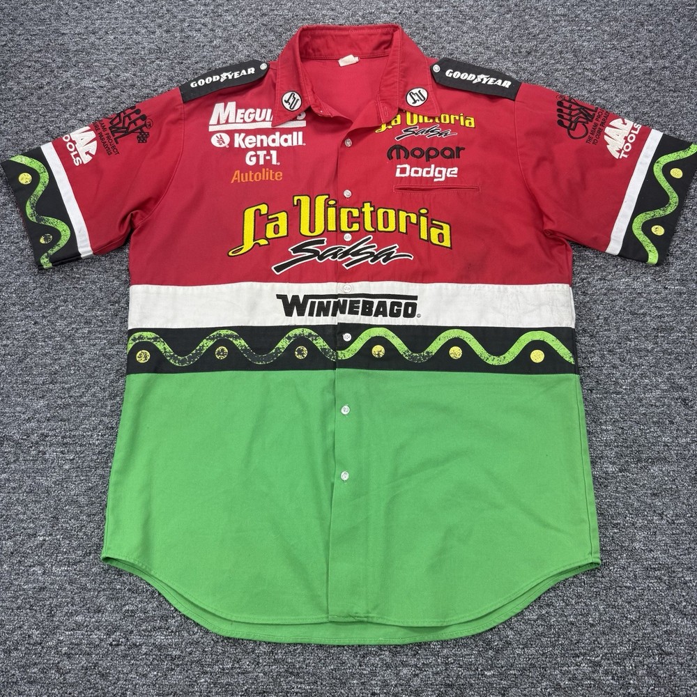 Vintage Drag Racing Shirt Mens Large Darrell Mike Gwynn Dunn Team Mopar Pit USA