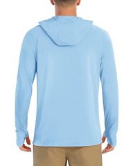 UPF50+ Mens Sun Block Hoodie Long Sleeve Skin Protection Sun Shirts Fishing Tops