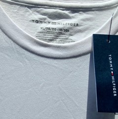Tommy Hilfiger Boy’s White Logo Cotton Jersey Crew Neck T-Shirt XL Short Sleeve
