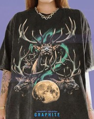 Moose Wildlife Northern Lights Aurora Comfort Tee