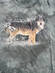 The Mountain Wolf Snow Forest Graphic Tee 2XL Gray Tie Dye Animal Nature Shirt