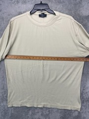 Toscano Mens Ribbed T-Shirt Large Beige Short Sleeve Pullover Crew Made in Italy