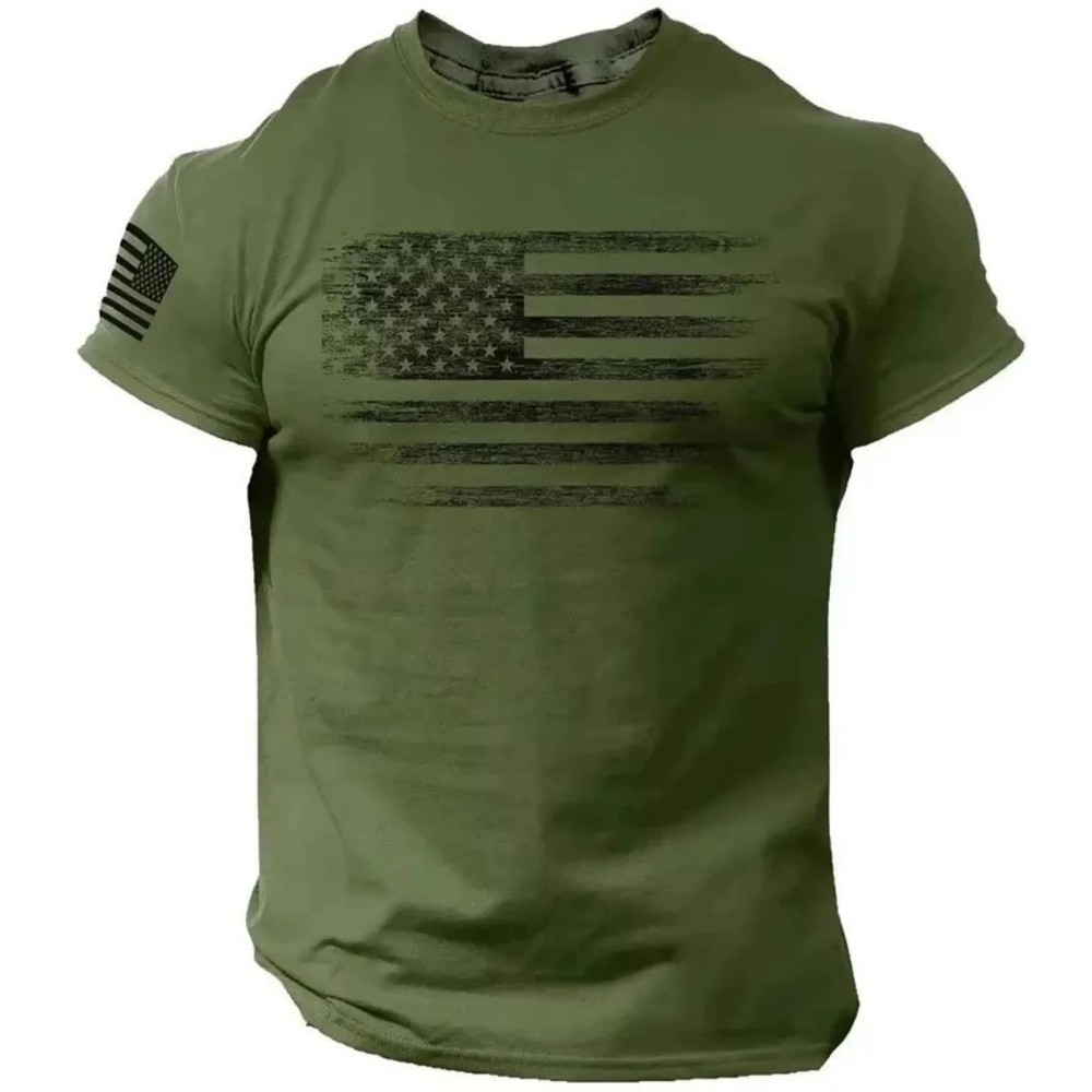 USA Distressed Flag Men T Shirt Patriotic American Tee