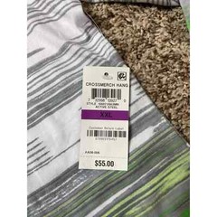 Alfani Mens T-Shirt White Green Space Dye Long Sleeve Crew 100% Cotton XXL New