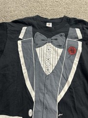 Vintage 90s Tuxedo T-Shirt Black Suit Bow tie Men’s X-Large XL Single Stitch