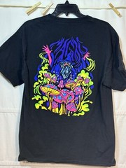 ALAB Black Neon Magic Mushroom T-shirt Men’s Medium Psychedelic Wizard New