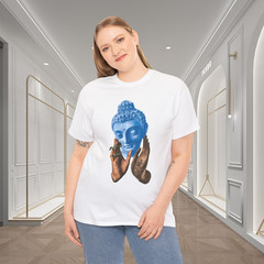 Blue Buddha Head Snake Hands Spiritual Graphic T-Shirt