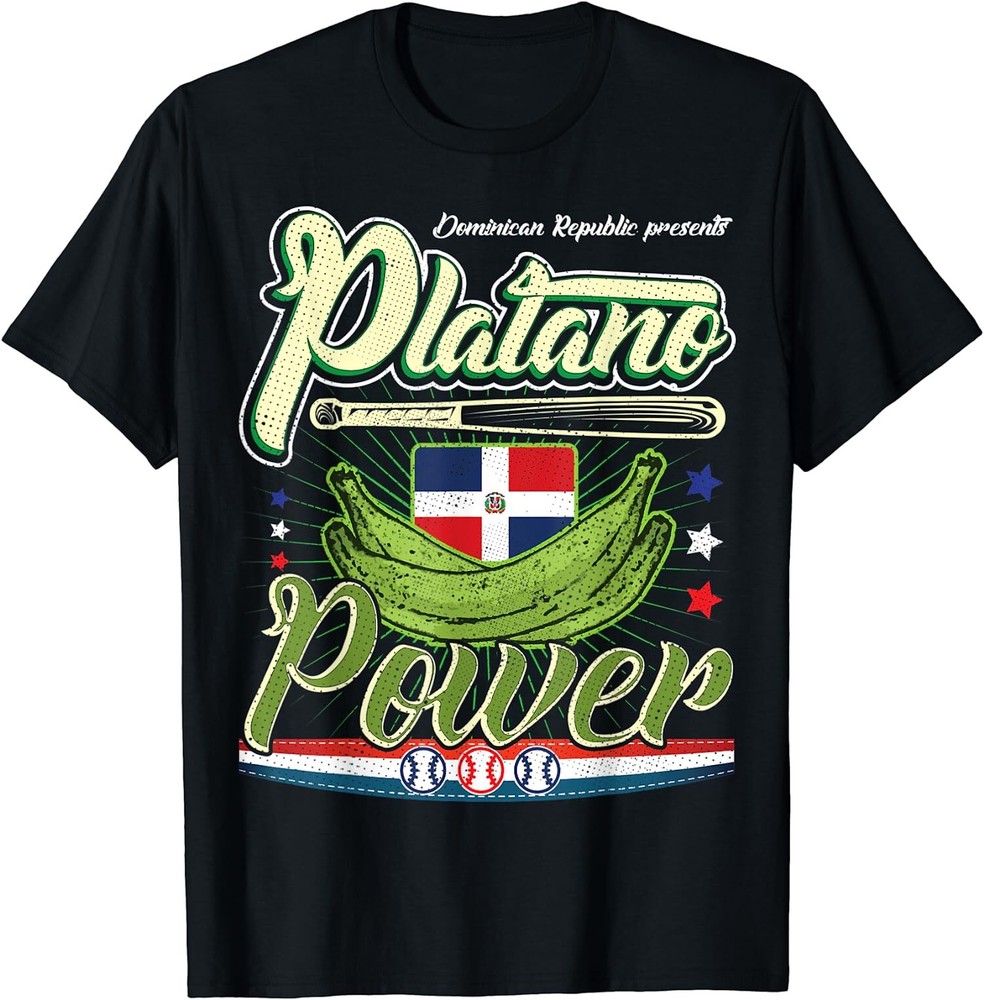 New Limited Dominican Republic Platano Power Baseball Flag T-Shirt