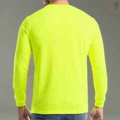 NEW Wrangler Workwear Men’s Hi-Vis Yellow Long Sleeve Pocket T-Shirt Size 3XL