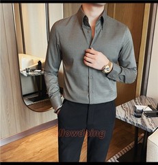 Men’s Long Sleeved Shirt Spring Fashion Slim Fit Business Casual Shirt Tops