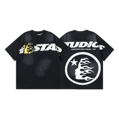 Hell Studios star Gel Sport Logo tee men’s cotton washed short sleeved T-shirt