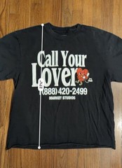 Market Studios Call Your Lover TShirt Black Men’s Large Boxy Skater Brand