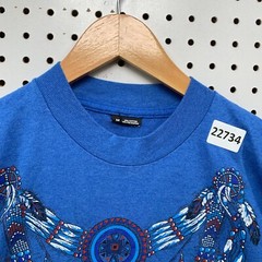 Vintage 90s Indian Dream Catcher Shirt Blue Men Medium Beaded 19×27