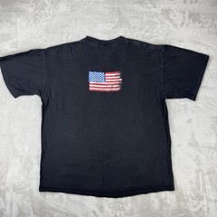 VTG 90s USA Textured Flag T Shirt Single Stitch Sun Faded Black Y2K Mens Large