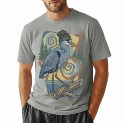 Great Blue Heron T-Shirt Beanie Hat Geometric Outdoor Nature Bird Lover Gift