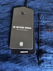 G-Star RAW Mens Evin Round Neck T-Shirt MEDIUM Blue Patch Pocket Straight Hem