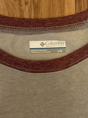 Columbia OmniWick Mens Size Large Long Sleeve Shirt Gray and Red Stretch