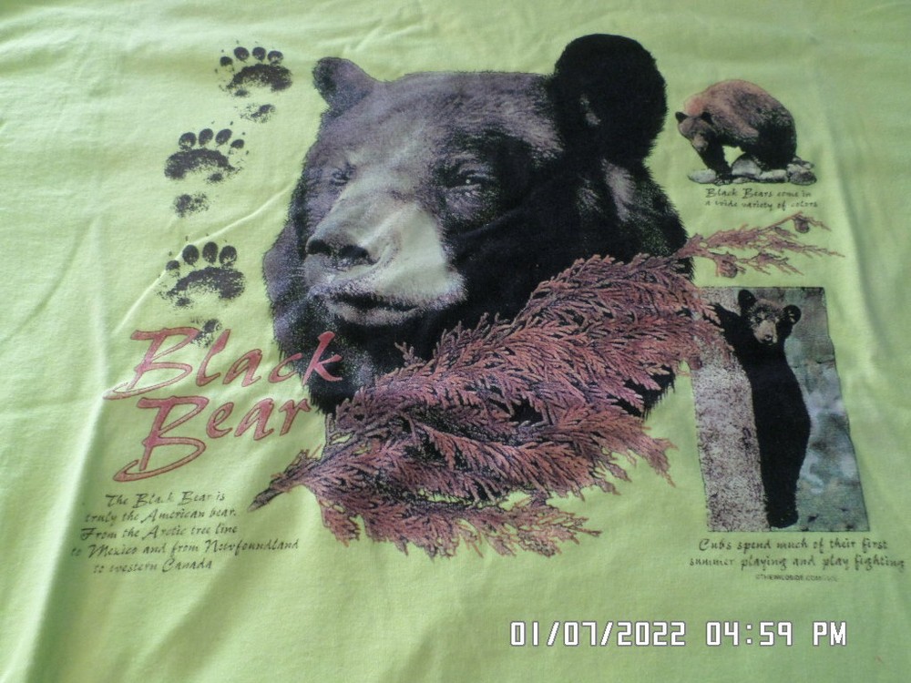 NEW T-Shirt: Black Bear with Information and Paw Prints (LOTS of Colors & Sizes)