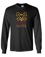 Long Sleeve Happy Easter Shirt Bunny T-Shirt Spring Tee Funny Holiday Gift