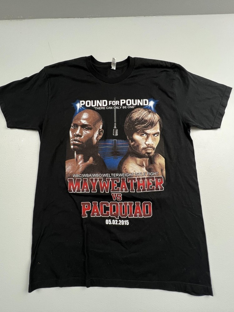 Alstyle Shirt Mens Large Black Mayweather Pacquiao 2015 Fight Graphic Tee Boxing