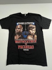 Alstyle Shirt Mens Large Black Mayweather Pacquiao 2015 Fight Graphic Tee Boxing