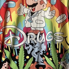 Hoodie Lab Shirt Multicolor Psychedelic Drugs Cartoon Graphic Tee Mens XL