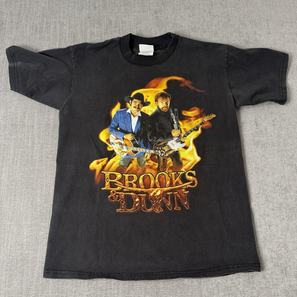 Vintage Brooks & Dunn T-Shirt Electric Rodeo Concert Tour Black Youth L Mens S