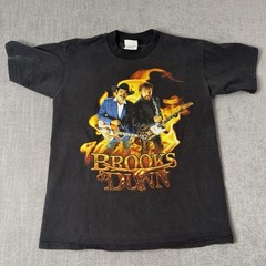 Vintage Brooks & Dunn T-Shirt Electric Rodeo Concert Tour Black Youth L Mens S
