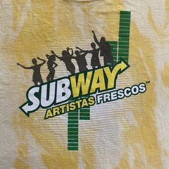 2010s Subway Artistas Frescos T Shirt Mens Large Yellow Acid Wash Promo Hispanic