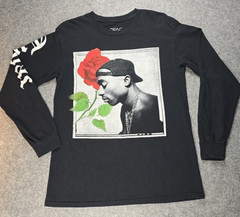 Tupac Shakur 2Pac T-Shirt Men’s Long Sleeve Rose Music Hip Hop 90s Rap sz Medium
