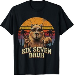 Six Seven Bruh 67 Capybara 6 7 Funny Meme Animal Unisex Sweatshirt T-shirt