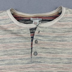 Carbon2Cobalt Shirt Men 2XL Beige Striped Henley Long Sleeve Knit Pullover XXL