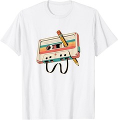 Retro Cassette Tape Pencil 80s 90s T-Shirt