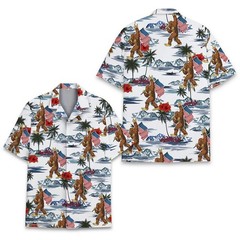 Bigfoot American Flag Hawaiian Shirt
