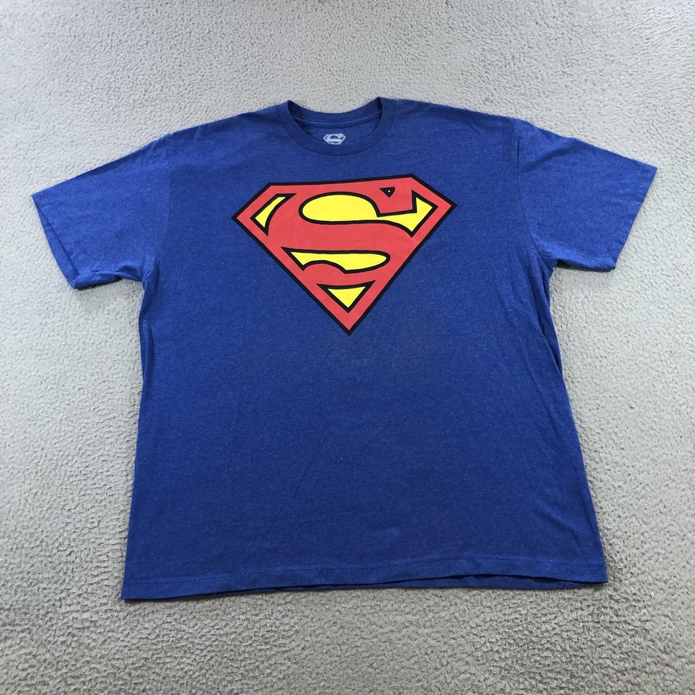Superman Shirt Mens XL Blue DC Comics Superhero Logo Crewneck Tee Cotton Blend