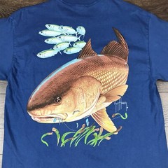 Guy Harvey Original Vintage Pocket T-Shirt Size Large Blue Fishing Shirt