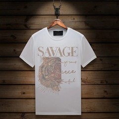 New Fashion Tiger Head Trend Rhinestones Summer Short Sleeve Luxury Men T-Shirt